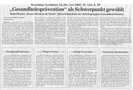 Bruchsaler Rundschau vom 23./24. Juni 2007